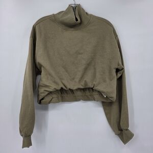 Pilcro Women's Sweater Green Olive Funnel Neck Bubble Hem Size XXS